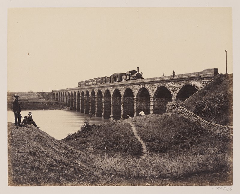 Train on bridge